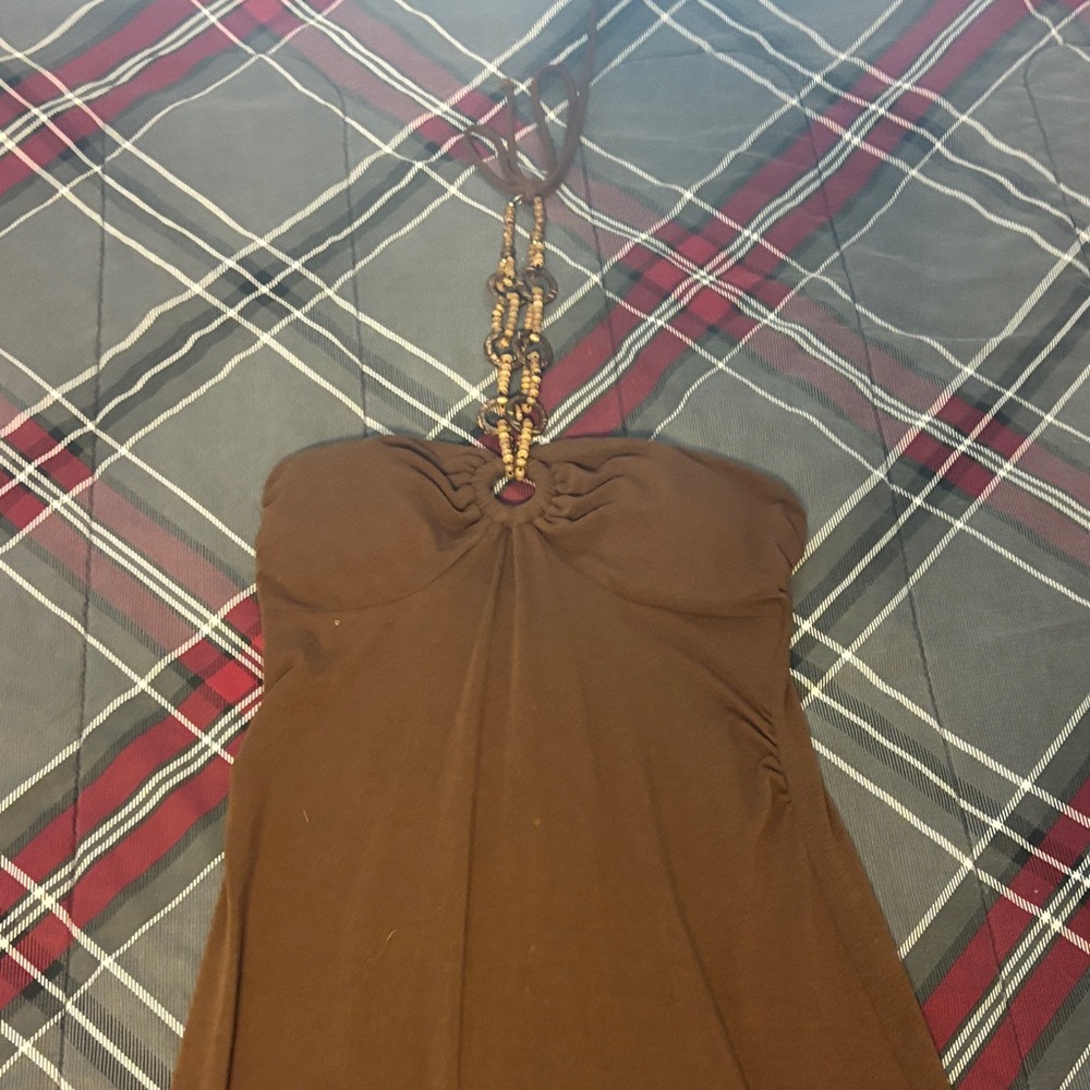 Elegant Brown Halter Dress